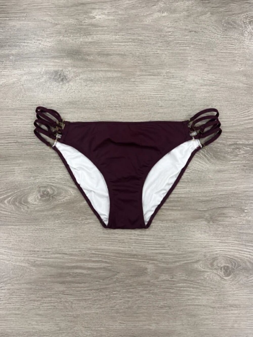 Victoria's Secret PINK Strappy Side Bikini Bottoms (Black Orchid)